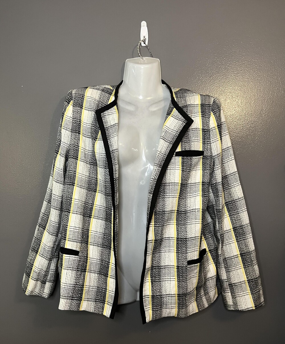 Manchester Blazer Womens 12 Plaid Lined Jacket Made USA Vintage Retro Preppy